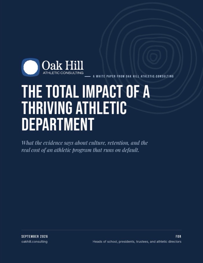Cover of The Total Impact of a Thriving Athletic Department, a white paper for Oak Hill Athletic Consulting