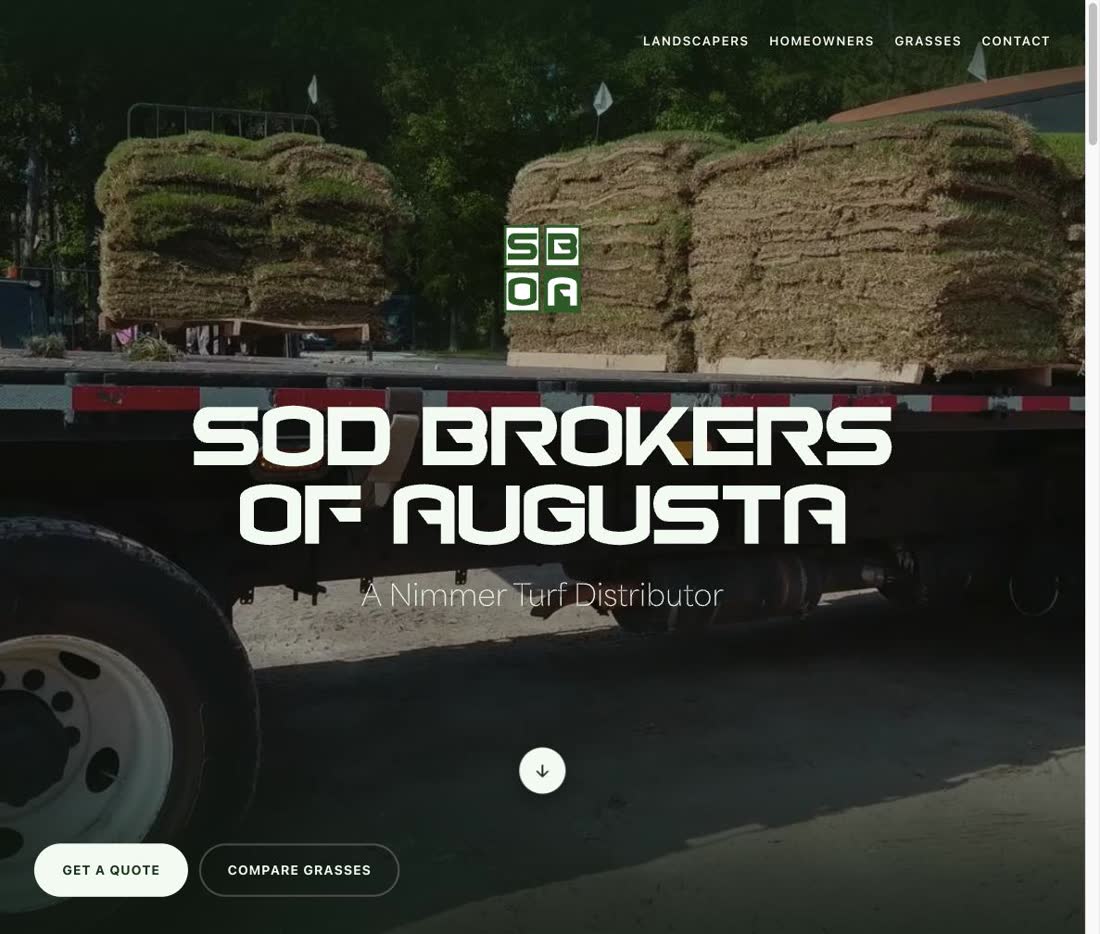 Sod Brokers of Augusta homepage, an in progress build