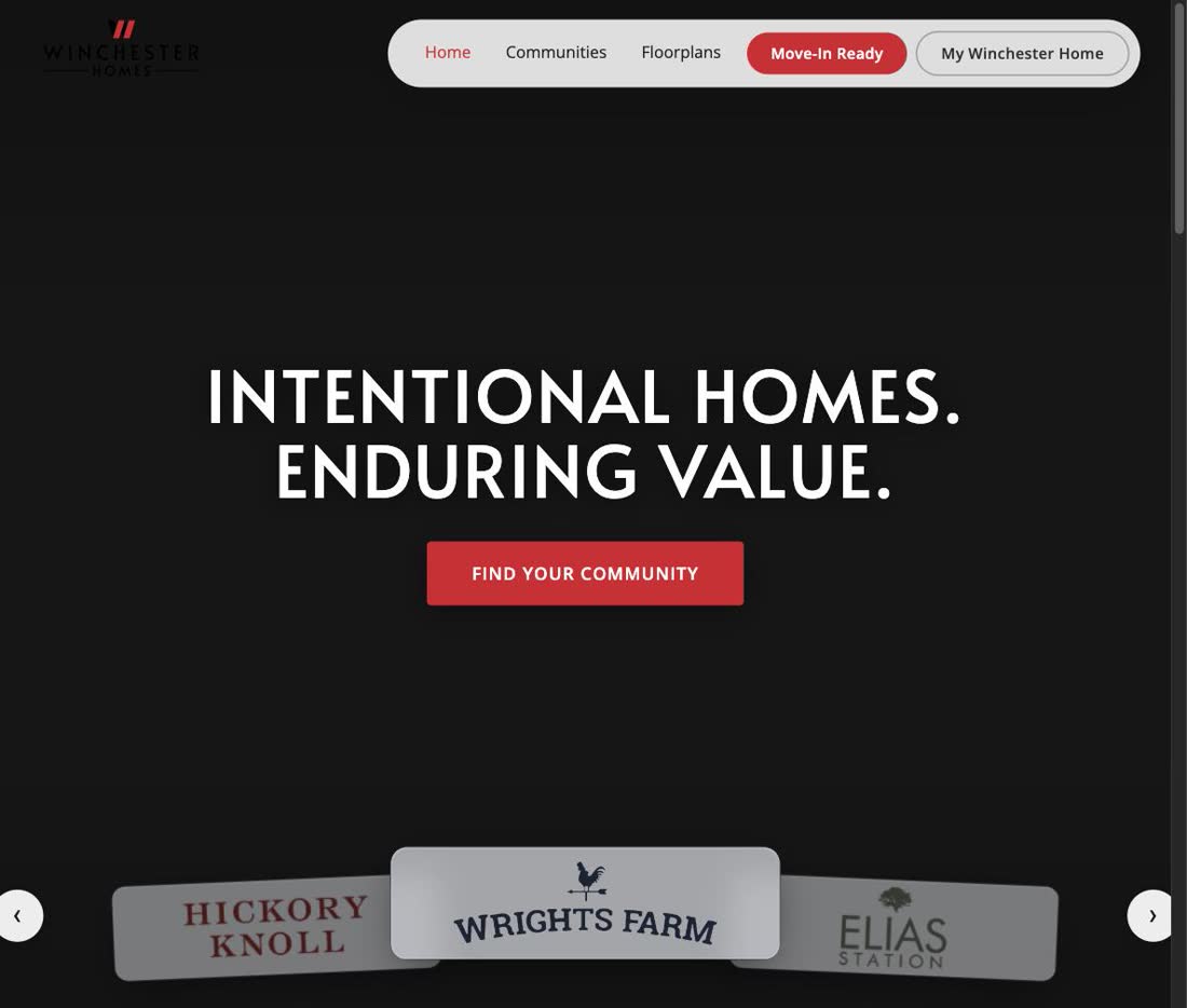 Winchester Homes homepage